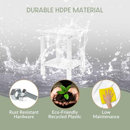 Sage HDPE Poly Plastic Waterproof Bathroom Shower Bench, White - color: White
