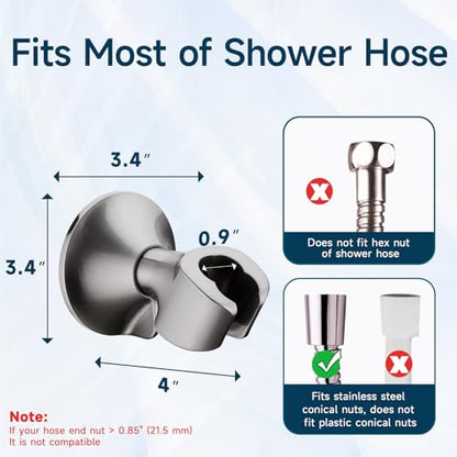 BRIGHT SHOWERS Strong Adhesive Shower Head Holder with Dual Angle Adjustable, Wall Mounted Handheld Shower Bracket, Easy Installation, Screw Mounting Options, Brushed Nickel - color: Brushed Nickel, style: Adhesive & Screw - 2 Angles