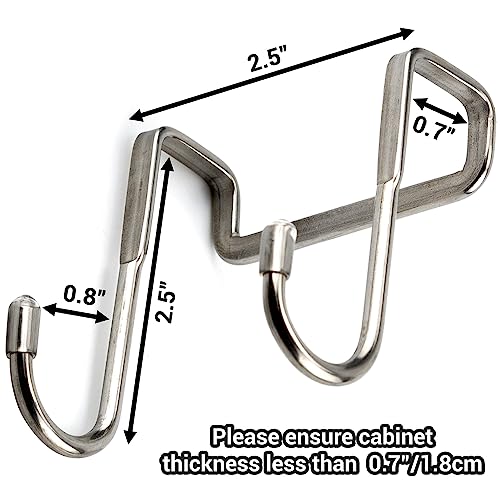 8 Pcs Double S Shaped Over Cabinet Hook Metal Over Door Hooks for Kitchen Bathroom Closet - Hanging Utensils Towels Clothes Drawer Hanger