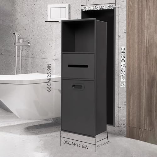 Stainless Steel Recessed Shower Nich with Built-in Trash Can(25.4X11.2IN) | Waterproof Bathroom Niche Toilet Paper Toiletries Storage Rack for Kitchen Living Room Bedroom Hotel Residential - color: Black