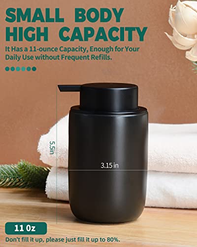 BosilunLife Lotion Pump Dispenser for Kitchen, Bathroom Countertop | Matte Black Soap Dispenser Bathroom Ceramic Dish Liquid Soap Dispenser - color: Black