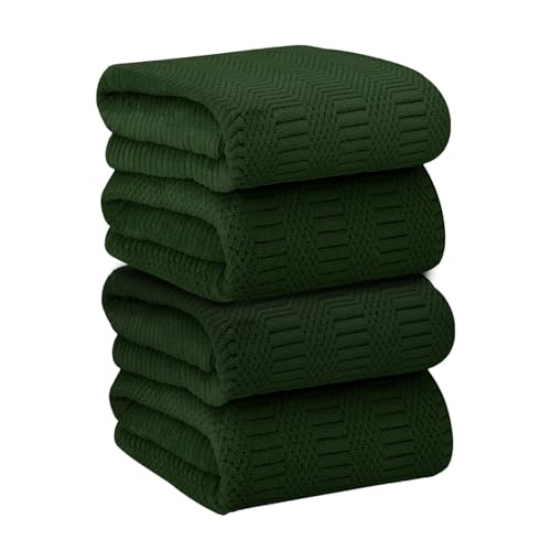 JML Microfiber Bath Towels Set of 4, 30" x 60", Olive-Green | Hanging Hook, Lint Free, Oversized, Soft, Super Absorbent, Fast Drying, Use for Sport, Fitness, Yoga, Diamond Cross Grid - color: Diamond Cross Grid Olive-green, size: 4 Pack (30 in x 60 in)