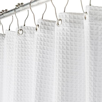 Creative Scents Fabric White Shower Curtain for Bathroom - 72 x 84 Spa, Hotel Luxury Matt Waffle Weave Square Design, Water Repellent, 230 GSM Weighty Cloth, for Decorative Bathroom Curtains - size: 72"W x 84"L (Pack of 1)