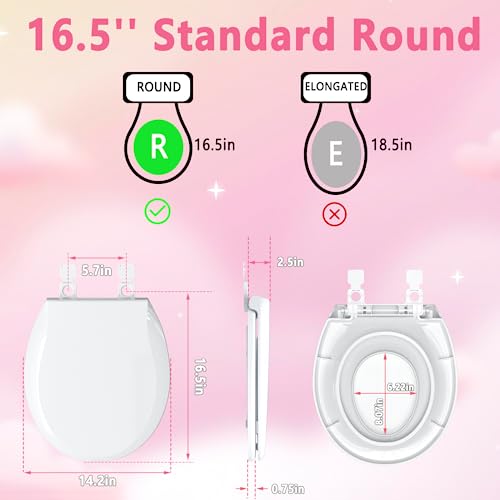 Aünsffer Toddler Toilet Seat with Potty Training Seat Round 16.5inch, 2 in 1 Toilet Seat for Family Built-in Baby Seat Removable, Soft Close + Easy Clean, PP Safe Material, White - color: White, size: Round 16.5inch with Baby Seat