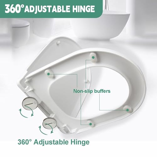 Toilet Seat Square Quick-Release Feature For Easy-Clean Adjustable Hinges 34 5X43Cm - size: 37*47cm