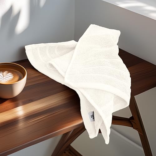 6 Piece Hand Towels Set 16 x 28 Inches, Cream | 100% Cotton, Lighter Weight, Quick to Dry, 16 x 28 Inches, Super Soft & Absorbent, Perfect for Bathroom & Kitchen - color: Cream