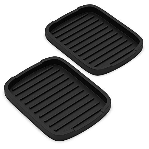 ZAPPOWARE Silicone Sponge Holder -soap Tray - 5.9" X 4.33" Set -2pcs (Black) - color: Black
