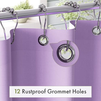 Lavender Purple Shower Liner Cloth Waterproof, Soft Shower Curtain Liner Fabric with Weighted Stones, Washable Shower Curtain and Liner 2-in-1, 120G Heavy Duty, 12 Grommet Holes, 72 x 72 Inches - color: Lavender Purple, size: 72"W x 72"L (Pack of 1)