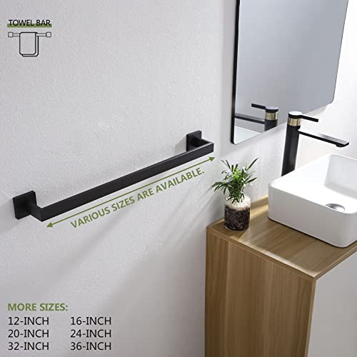 KOKOSIRI 24-Inch Single Towel Bar, Bathroom Kitchen Towel Holder, Wall Mounted SUS304 Stainless Steel Towel Rack 2 Pack, Matte Black, B4003BK-L24-P2 - color: Matte Black, size: 24-Inch (2 Pack)