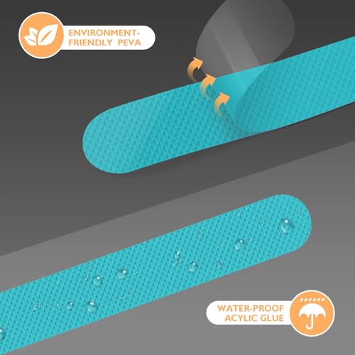 Non Slip Bathtub Stickers, 24 PCS Shower Stickers for Safety Bathroom Tubs, Bathtub Non Slip Stickers and Adhesive Decals Scraper for Bath Tub, Shower Floor, Stairs, Ladders (Blue) - color: Blue