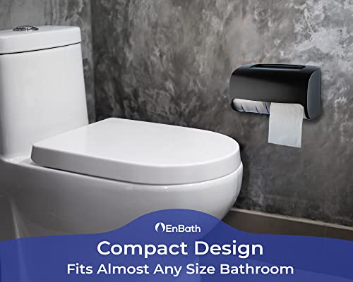 Commercial Toilet Paper Dispenser Wall Mount, Double (2 Roll) Locking Toilet Paper Holder (Black), Compact Two Roll, Side by Side Design Tissue Paper Dispenser (Dispensador de Papel Higienico Doble)