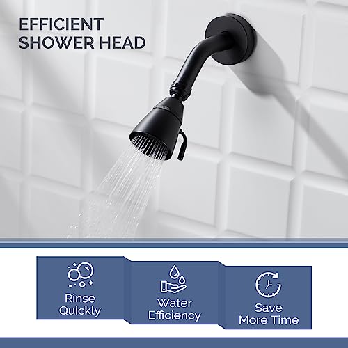 Angle Simple High Flow Shower Spray Head Adjustable, G 1/2, Matte Black | Brass, Swivel High Pressure Shower Head, Adjustable Angle and Water Flow, No Flow Restrictor, Easy to Wash Clean - color: Matte Black