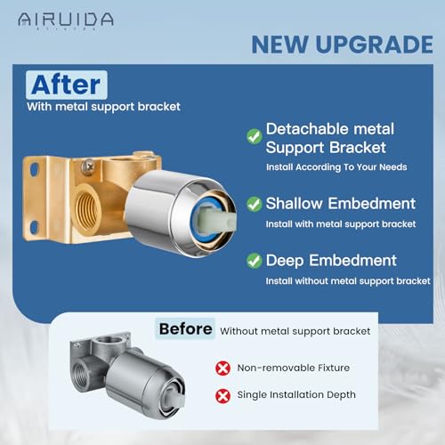 Airuida Chrome Polish Shower Faucet Set,8 Inch Shower Valve Kit | Square Showerhead,Female Thread Rough-in Valve,Bathroom Rain Shower System,Single Function Handle - color: Chrome Polish