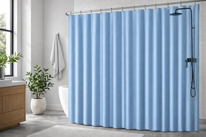 EHZNZIE Light Blue Shower Curtain Liner 72x72, PEVA Waterproof Bath Curtain, No Chemical Smell, 3 Weighted Magnets, Durable with Rustproof Metal Grommets - color: Light Blue, size: 72"W x 72"L (Pack of 1)