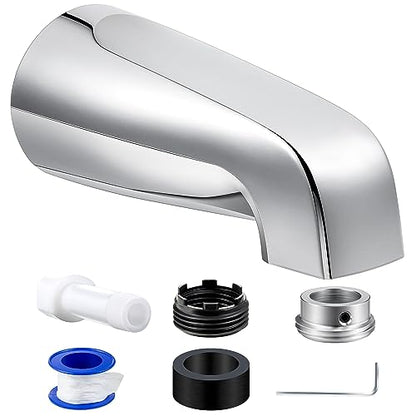 Dreyoo Tub Spout, Tub Faucet for Bathtub (Chrome,Without Diverter) | Bathroom Bathtub Faucet with Adapters, Hex Wrench, Universal Faucet for Bathtub Fits 1/2" Copper Pipe, 1/2" IPS and 3/5" IPS - color: Chrome, style: Without Diverter