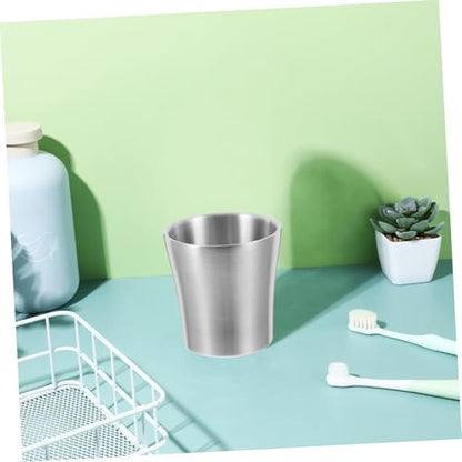 DECHOUS Stainless Steel Toothbrush Holder and Rinse Cup Waist Shaped Metal Mug for Bathroom Multiuse Drinking Cup for Stylish Travel Accessory Reusable and Stackable