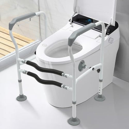 Toilet Safety Rails,Raised Toilet Seat with Handles Toilet Handles for Elderly and Disabled,Adjustable Carbon Steel Grab Bar for Toilets Bathrooms Stairs,Easy to Install,330lbs Load