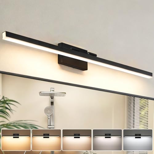 IZORRO Modern Bathroom Vanity Light 48 inch, Rotatable, 36W Dimmable Led Bathroom Light Fixture Over Mirror, Black Vanity Light Bar (5 Color Temperature) - color: Black-5CCT, size: 48 inch
