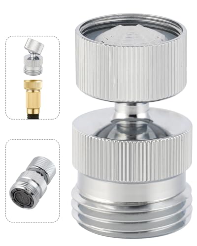 Hibbent Swivel Faucet Adapter Kit, Solid Brass 3/4" Garden Hose Adapter with Aerator, 360 Degree Kitchen Sink Faucet Aerator Adapter for Female and Male to Male, Chrome - color: Chrome, style: Female Thread