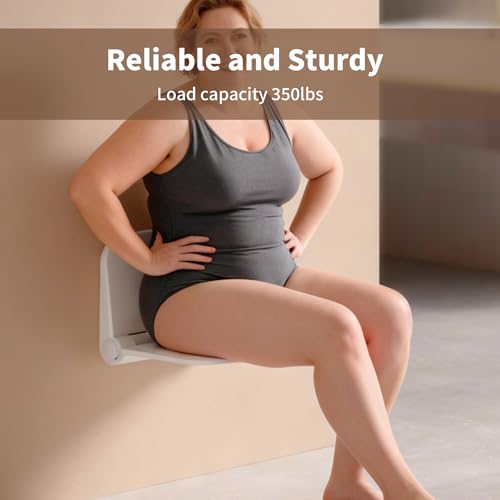 Shower Seat Wall Mounted, Folding Shower Seats for Adults, 350 lbs Max Load, Shower Chair Bench with Space-Saving Foldable Design for Women, Adults, Children - size: 15 Inch