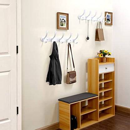SKOLOO Coat Rack Wall Mount White- Modern, Metal Wall Coat Rack with 5 Hooks, Sturdy Wall Mounted Coat Hooks for Hanging Coat, Jacket, Clothes, Hats - color: White
