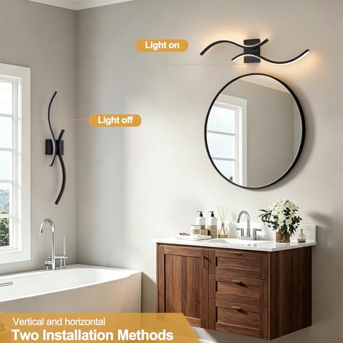 CANEOE Modern LED Wall Sconce Set of Two, 3000K Warm White Led Wall Light Fixture, 31.5inch Black Modern Sconces Wall Lighting for Bedroom, Living Room, Hallway, Staircase, Bathroom - color: Black,3000K, size: 2 Packs,31.5inch