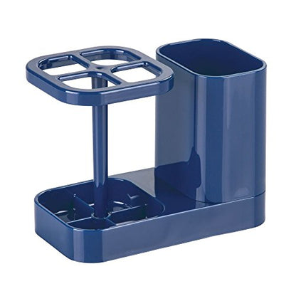 iDesign Toothbrush Holder with Storage Cup, Bathroom Sink Organizer for Toothpaste and Electric Toothbrushes, Blue - color: Navy
