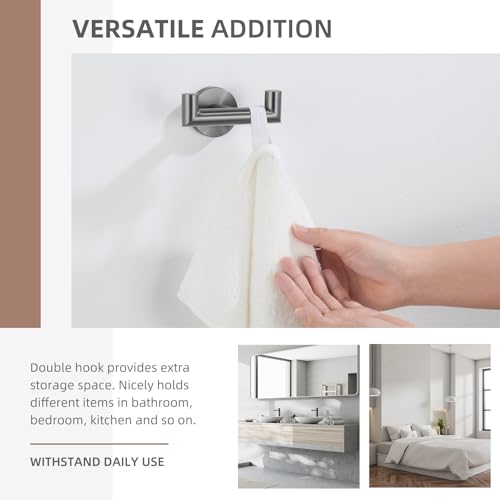 Angle Simple Double Towel Hook, SUS304 Stainless Steel Bathroom Robe Hook for Wall, Hand Towel Holder, Gunmetal Gray - color: Gunmetal Gray, size: 1 Pack
