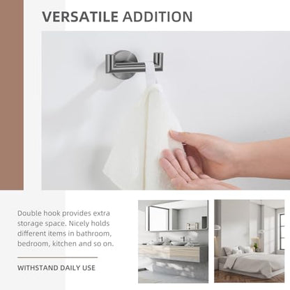 Angle Simple Double Towel Hook, SUS304 Stainless Steel Bathroom Robe Hook for Wall, Hand Towel Holder, Gunmetal Gray - color: Gunmetal Gray, size: 1 Pack
