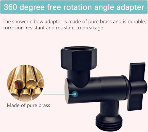Metal Shower Head Elbow Adapter, Adjustable Shower Head Extension Adapter Shower Arm Extension Connector Showerhead, Wall Mounted (sub-black) - color: sub-black