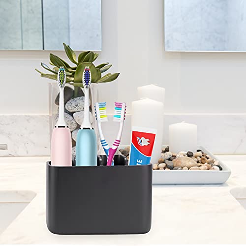 Toothbrush Holder Bathroom Toothbrush Toothpaste Organizer Tooth Brush Holder Makeup Brushes Holder Resin (Black) - color: Black