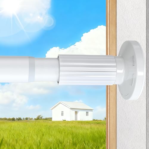 Tension Curtain Rod 51-166 Inch(4.25-13.83Ft), Extra Long Outdoor Tension Rod for Patio Window, No Drill Dual-End Adjustable Spring Shower Rod, Rust Proof Easy to Install, Rod Diameter 1.26In, White - color: White, size: 51"-166"