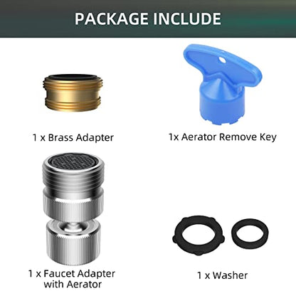 Metal Swivel Faucet Adapter, Sink Faucet to Garden Hose Adapter, Chrome | Hose to Sink Faucet Aerator Adapter, Flexible Hose Kink Protector 55/64 Inch Female Thread, Extra 15/16" Male Adapter