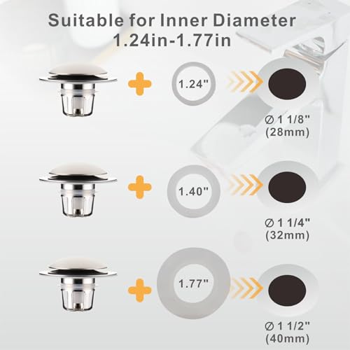 WELLUP Bathroom Sink Stopper,Sink Drain Stopper Pop Up Strainer Brushed | 2 Pack Brushed Sink Stopper Replacement,Bathroom Sink Drain Stopper with Hair Catcher,Fit 1 1/8"-1 1/2",Anti-Clogging Design - color: Brush