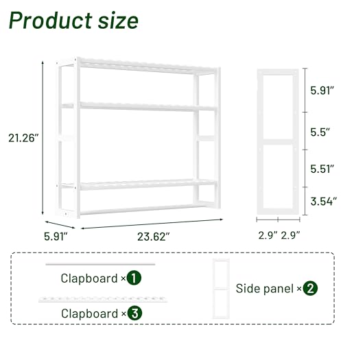 PPN Extra Large Towel Rack Bathroom Storage Shelves Over The Toilet with Towel Bar 100% Bamboo Adjustable Height Floating Shelf Wall Shower Shelf for Small Space Bathroom Kitchen Multi Usage - color: White Extra Large
