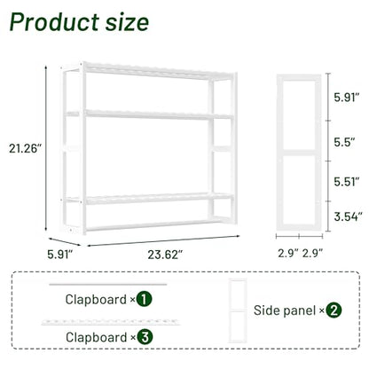 PPN Extra Large Towel Rack Bathroom Storage Shelves Over The Toilet with Towel Bar 100% Bamboo Adjustable Height Floating Shelf Wall Shower Shelf for Small Space Bathroom Kitchen Multi Usage - color: White Extra Large