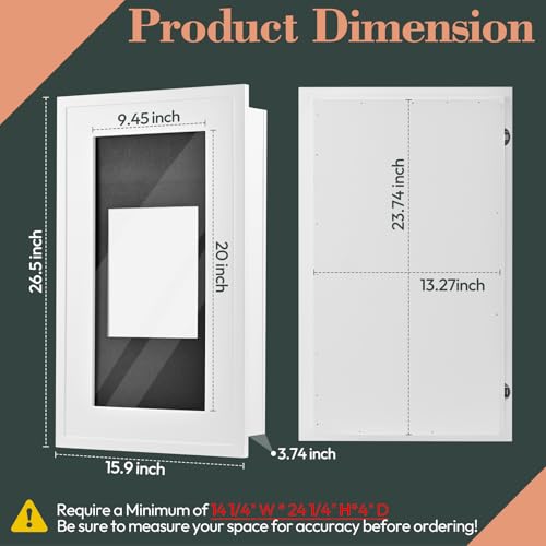 Concealed Medicine Cabinet 14×24 Recessed, Picture Frame Medicine Cabinet, Farmhouse White Wood Frame, 3 Shelves, 100% Handmade, Fully Assembled Wall Niche Insert For Bathroom,Bedroom,Hallway(White) - color: Moonlighter(14×24)