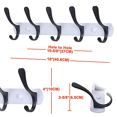 SKOLOO Modern Metal Wall Coat Rack with 5 Hooks - Sturdy Wall Hook Rack for Hanging Coat, Jacket, Clothes, Hat, Black on White - color: Black on White