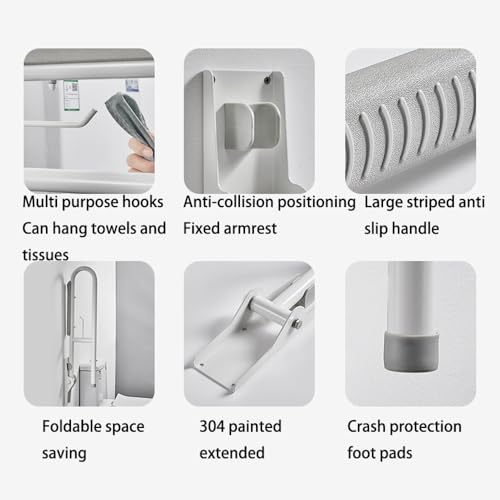 27.6 INCH Stainless Toilet Safety Rails, Disabled Flip-Up Bathroom Grab Bar with Paper Holder, Toilet Handrails Hand Grips Handle Shower Assist Aid, Handicap Grab Bars for Elderly(Gray:Orange) - color: Orange
