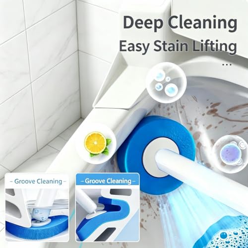 Disposable Toilet Wand Kit with 30 Refills,Wall-Mounted Holder & Storage Caddy,Toilet Brush for Deep Toilet Cleaning, Bathroom Accessories for Home, Dorm & RV(1 Wand+30Refills)