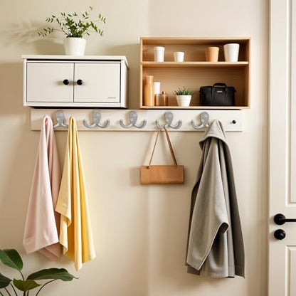 Coat Hooks Wall Hooks for hanging - 8 pack Silver Double Prong Hook Wall Mounted - Great for Living Room, Kitchen, Bedroom for Coat, Bag, Scarf, Towel, Hat, Key, Cup,Sturdy, Durable, Rust-Resistant - color: 8pcs Silver
