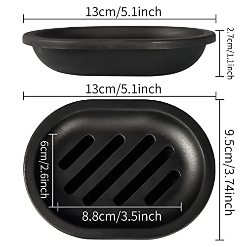 Topsky Soap Dish for Shower, 2pcs Soap Dishes Soap Savers for Bar Soap, Soap Bar Holder Shower with Drip Tray, Plastic Soap Holders with Drain for Kitchen Sink, Easy to Clean, Keeps The Soap Dry - color: Black
