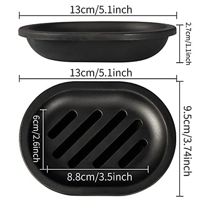 Topsky Soap Dish for Shower, 2pcs Soap Dishes Soap Savers for Bar Soap, Soap Bar Holder Shower with Drip Tray, Plastic Soap Holders with Drain for Kitchen Sink, Easy to Clean, Keeps The Soap Dry - color: Black