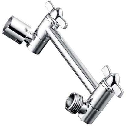 BRIGHT SHOWERS Brass Shower Arm Extender for Rain and Handheld Shower Head, 5 Inch Universal Shower Head Extension Arm, Height & Angle Adjustable, Chrome - color: Chrome, style: 5 Inch
