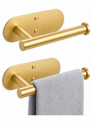 2Pcs Hand Towel Holder for Bathroom, Gold Small Hand Towel Racks Bar Hanger for Rv Kitchen Wall Mounted, Thicken 6.3" SUS304 Stainless Steel Towel Ring, Modern Contemporary, Heavy Duty, 2 Pack - color: Gold