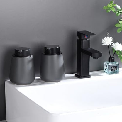 12Oz Hand Soap Dispenser - 2 Pack Ceramic Liquid Soap Dispenser Set | Lotion Dispenser with Easy-to-Press Pump, Reusable and Refillable Mordern Dish Soap Dispenser for Bathroom & Kitchen, Grey - color: Grey Liquid Dispenser