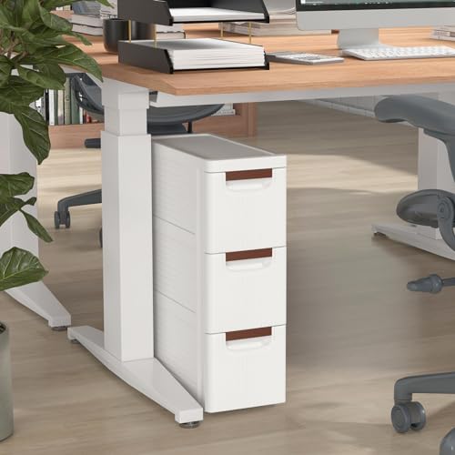 3-Drawer Narrow Storage Cabinet, Slim Rolling Cart (7.5"x16.5"x22.5") | Mobile Plastic Cart Container | Pull Handles & Built-in Wheels | For Living Room, Kitchen, Bathroom, Office - size: 7.5"x16.5"x22.5" (3 Drawer)