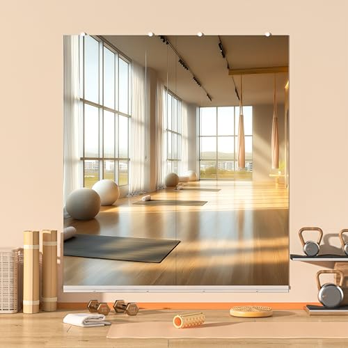 Hasipu Home Gym Mirror, 71"x32" Each, 2-Pack Frameless Wall Mounted Mirrors with Glass Clamps & 2 Aluminum Rail, Large Body Mirror for Home Gym, Yoga Studio, Bedroom, Silver Tempered Glass - size: 71"x32" - 2PCS