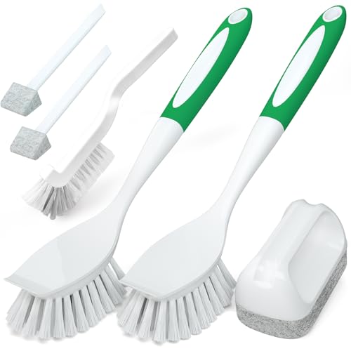 Holikme Dish Brush Cleaning Brush Set for Cleaning Groove Gap,Green | Dish Brush Set Cleaning Brush Set, Scouring Pad for Cleaning, Groove Gap Brushes for Pot, Pan, Abrasive Wheel Brushes - color: Green