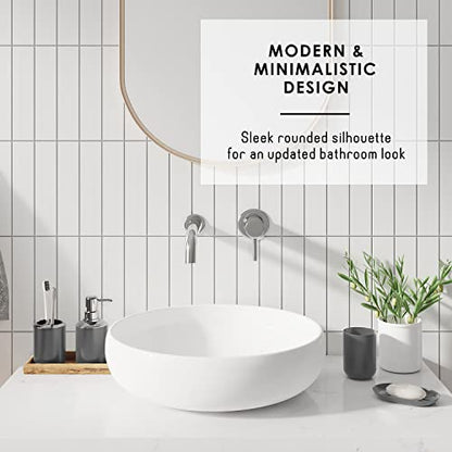 Clara Clark Bathroom Set - Gray Bathroom Accessories Set, Bathroom Sets with Shower Curtain and Rugs, 23PC Shower Curtain Set with Liner, Soap Dispenser, Soap Dish, Toilet Brush Holder, and Trash Can - color: Grey, size: Complete Set + Bath Rugs